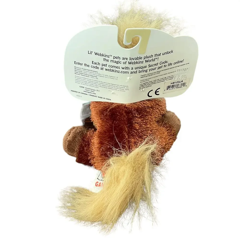 Ganz Webkinz Horse Plush Lil Kinz Brown Pony HS 103 TAGS Unused Code Stuffed